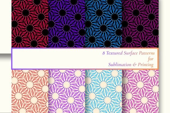 8 Vibrant Abstract Floral Seamed Art