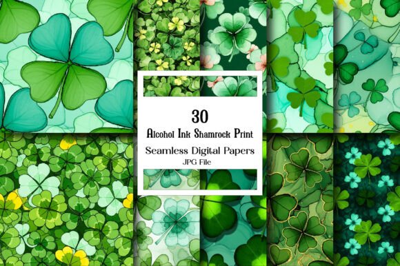 Alcohol Ink Shamrock Seamless Print: A Lucky Artistic Twist for Creative Projects