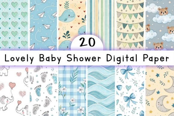 Beautiful Baby Shower Digital Paper