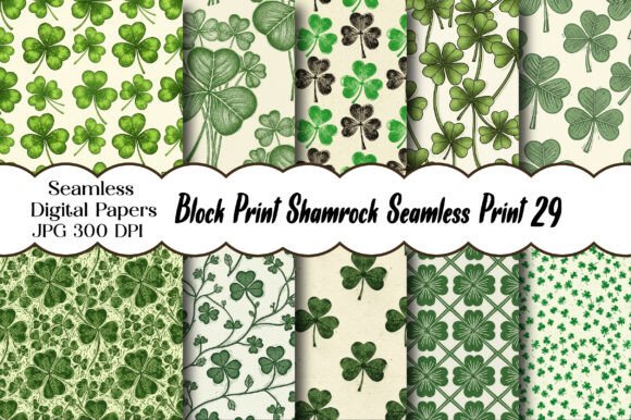 Block Print Shamrock Seamless Print: A Touch of Irish Elegance