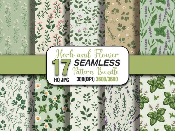 Botanical Herb Seamless Pattern Set: A Versatile Design Resource