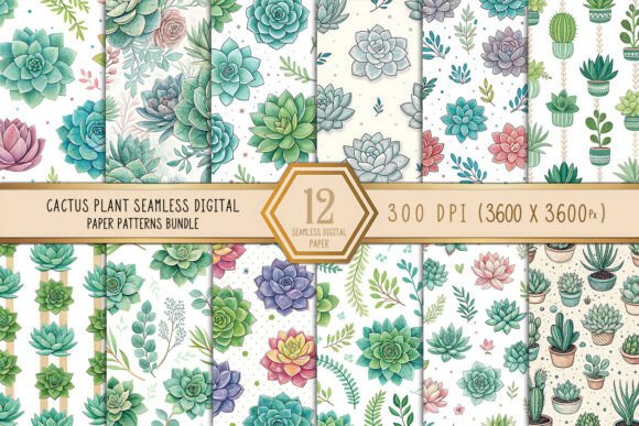 Cactus Plant Seamless Digital Paper