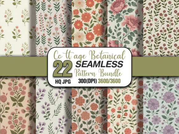 Cottage Botanical Seamless Pattern