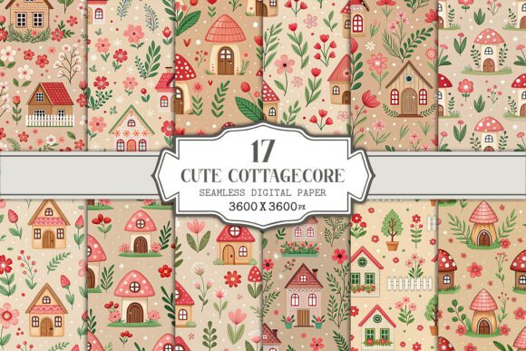 Cute Cottagecore Seamless Pattern Bundle