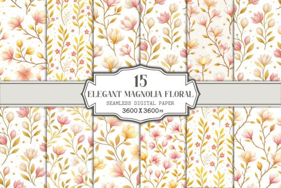 Elegant Magnolia Floral Seamless Pattern: A Versatile Design for Creative Projects