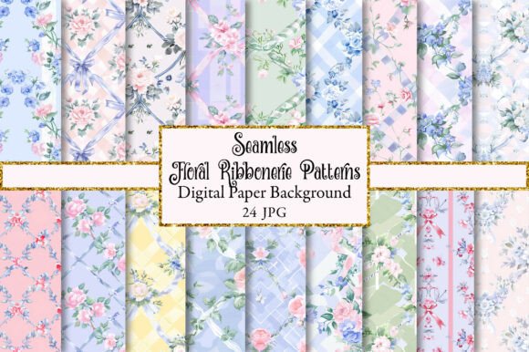 Grandmillennial Floral Ribbonerie Patter for Creative Projects