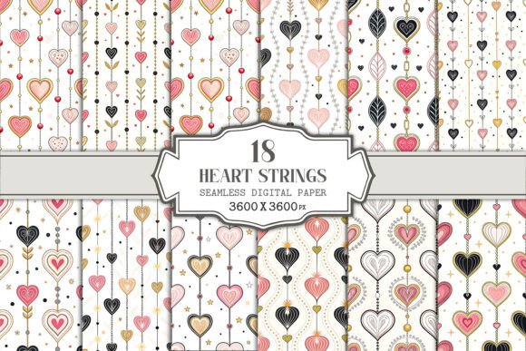 Heart Strings Seamless Pattern Bundle – A Versatile Design Resource for Creatives and Entrepreneurs