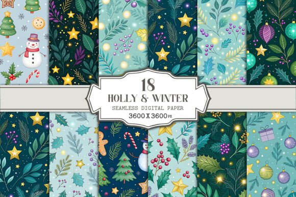Holly Winter Seamless Pattern Bundle – Creative Solutions for Every Project