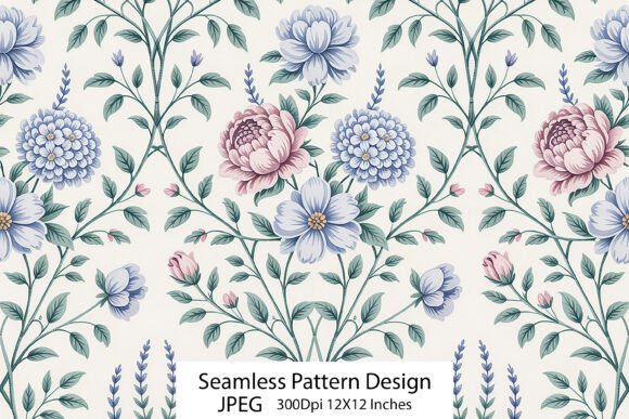 Pastel Symmetrical Floral Damask