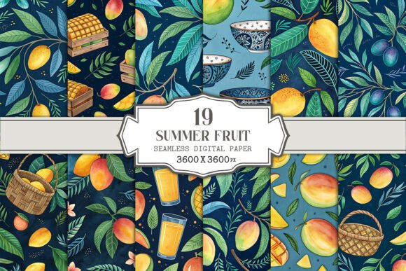 Summer Fruit Seamless Pattern Bundle