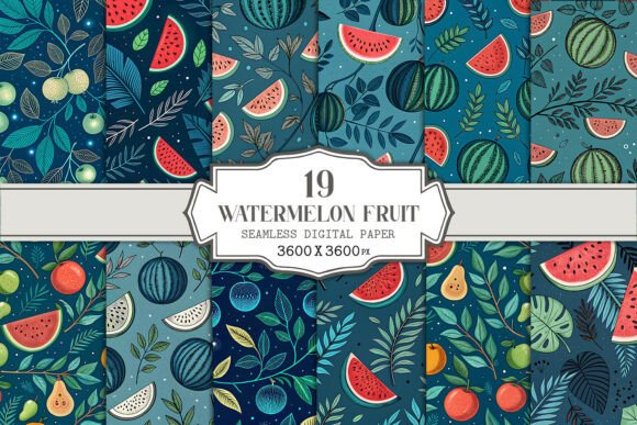 Watermelon Fruit Seamless Pattern Bundle: A Versatile Design Resource for Creative Projects