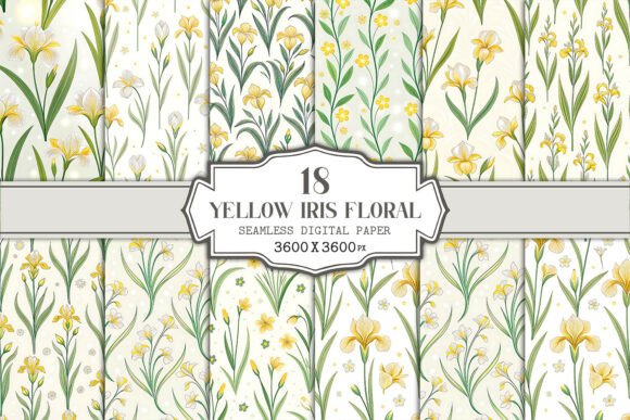 Yellow Iris Floral Seamless Pattern β Elegant Botanical Design for Creative Projects